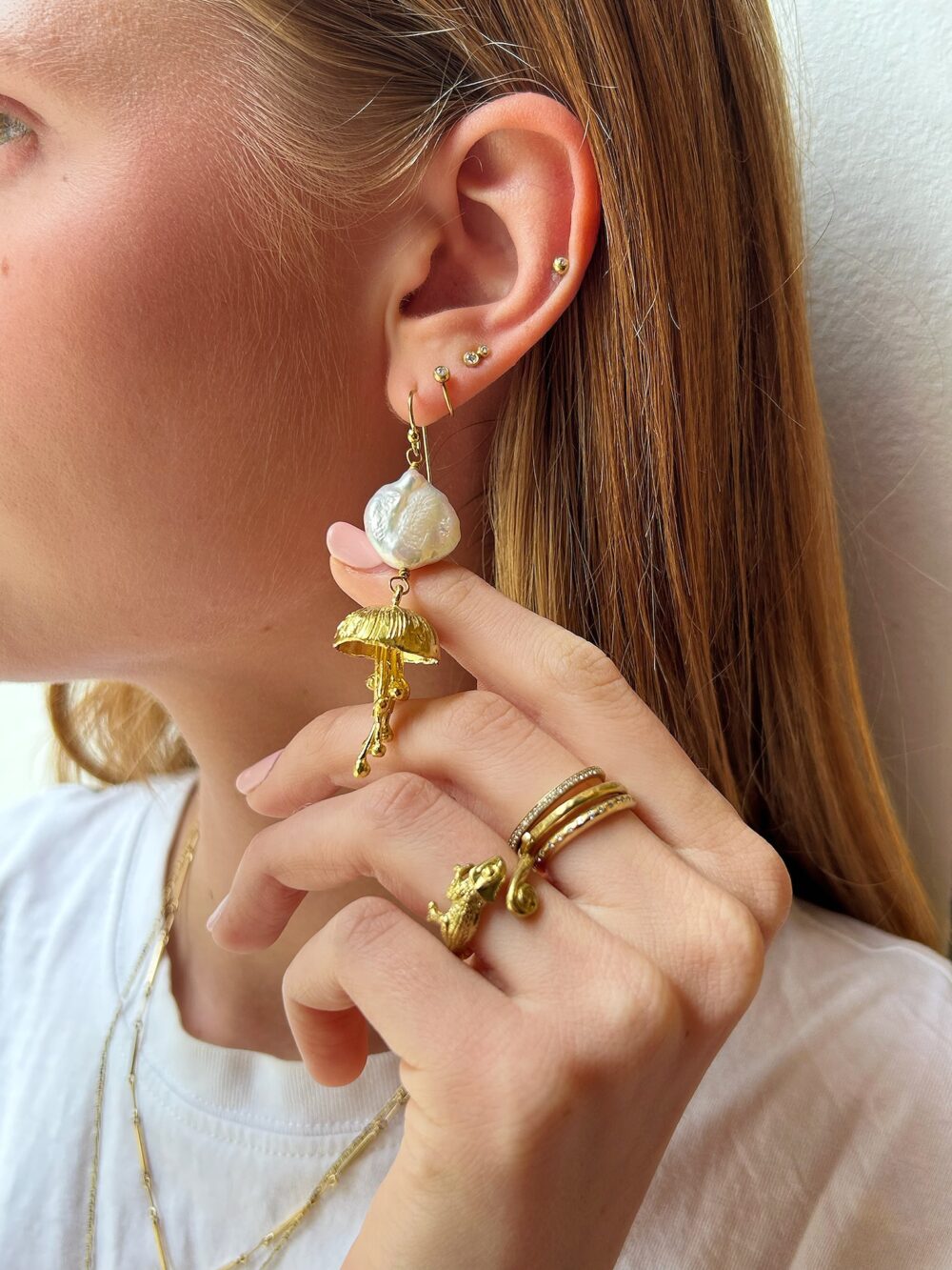 Pearl jellyfish earrings